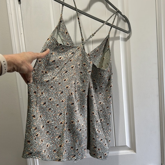 Anthropologie Floreat peach/navy blue on cream adjustable spaghetti stra… - Picture 13 of 16